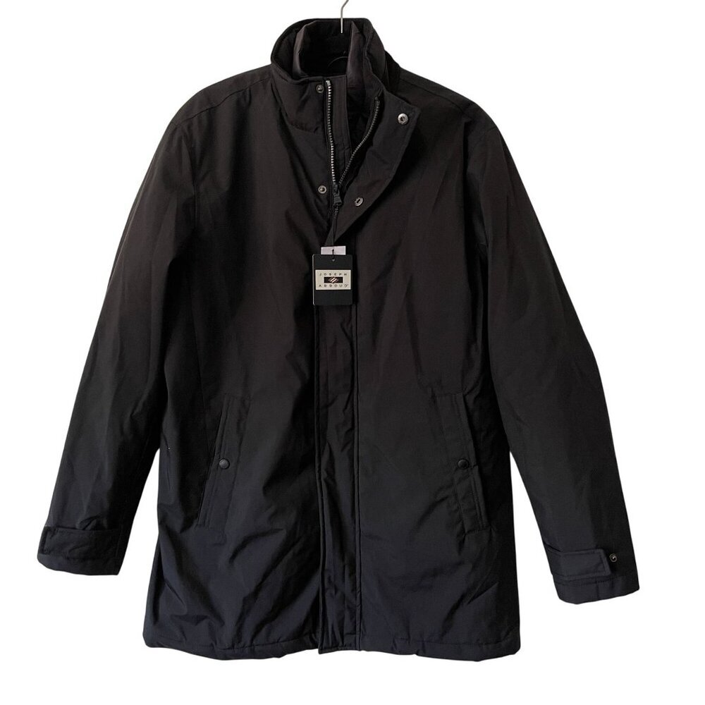 Joseph Abboud Size M Black Filled Lined Coat Detachable Inner Layer Zip Snap